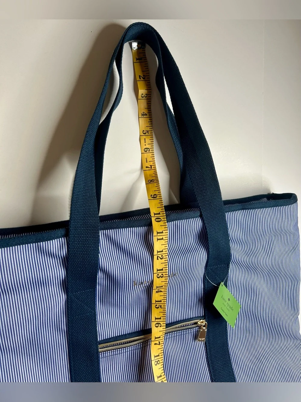 kate spade NWT Navy and White Pinstripe Cooler Tote Insulated Nautical Beach